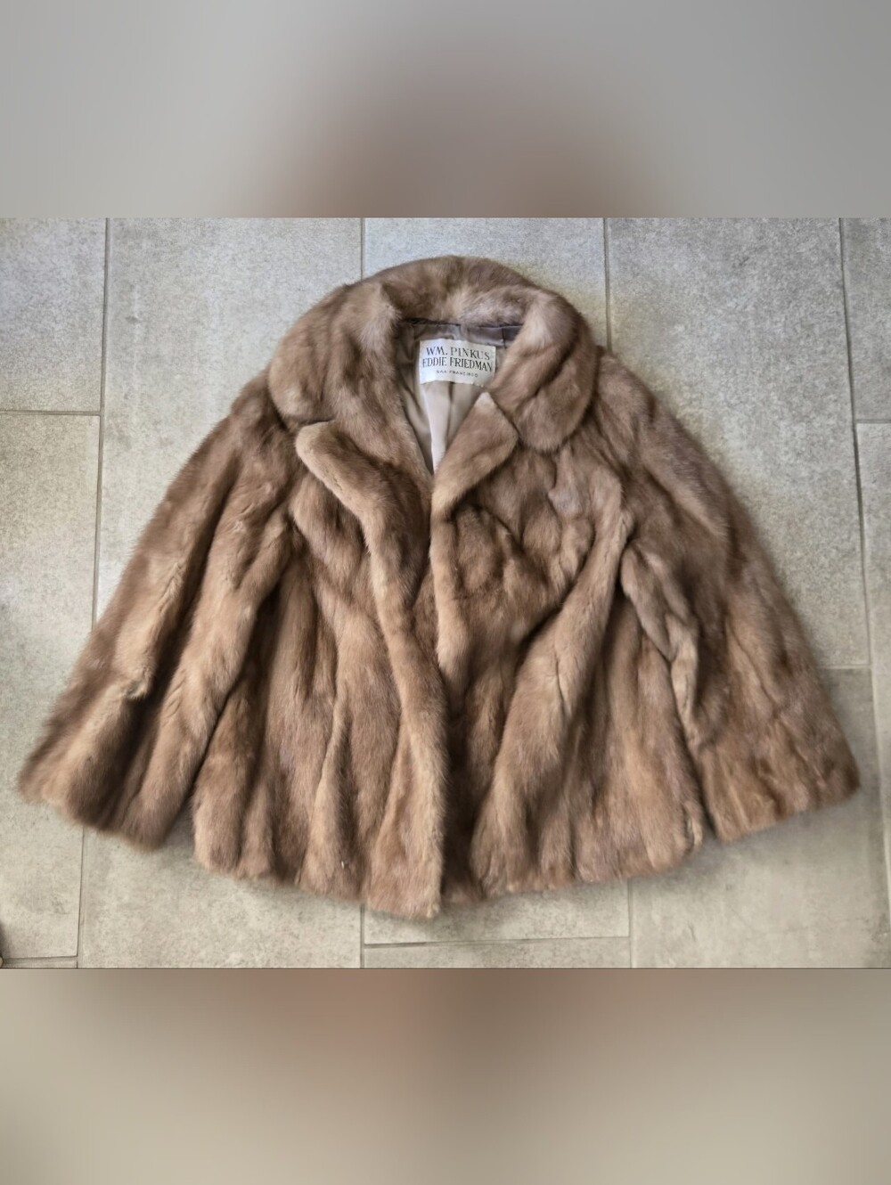 Vintage Wm Pinkus Eddie Friedman SF Mink Fur Coat Jacket Brown Pastel Glamour